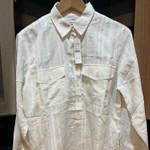 New J. Crew Womens Small White Textured Popover Top